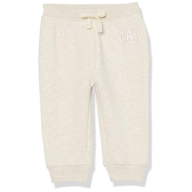 Pantalones deportivos GAP para niñas pequeñas con logo, cintura elástica, 4 años, gris jaspeado