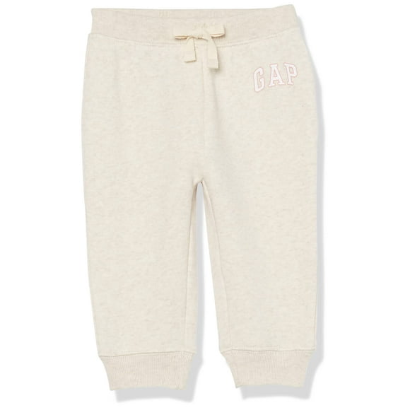 Pantalones deportivos GAP para niñas pequeñas con logo, cintura elástica, 4 años, gris jaspeado