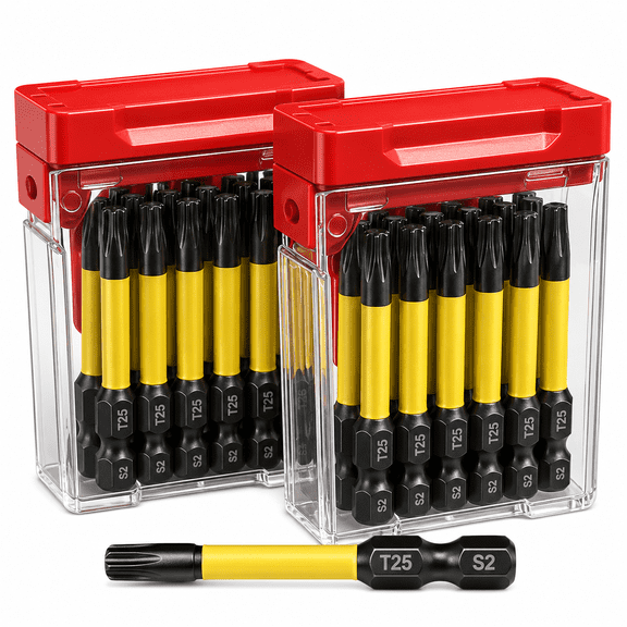 IRONFIX 40 Pack T25 Torx Impact Driver Bits, 2 Inch Magnetic Star Screwdriver Bits, S2 Alloy Steel Impact Rated Drill Bits, 1/4 Inch Hex Shank Screw Bits with 2 Portable Storage Cases