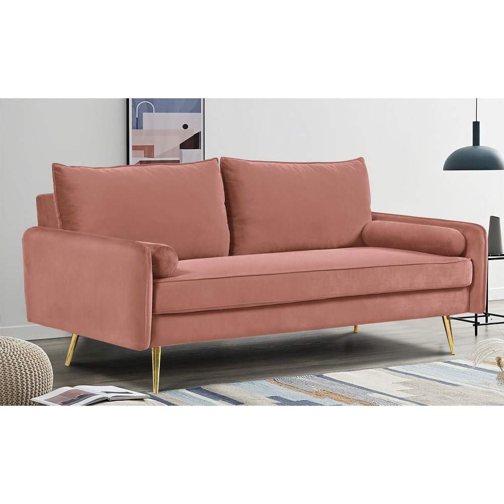 US Pride Furniture Villeda 58''W Polyester Square Arms Loveseat, Pink