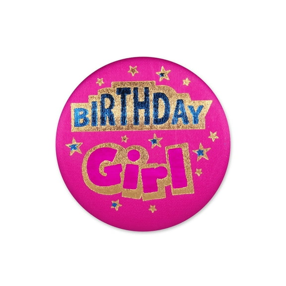 Beistle - Birthday Girl Satin Button - 2" - Pack of 6