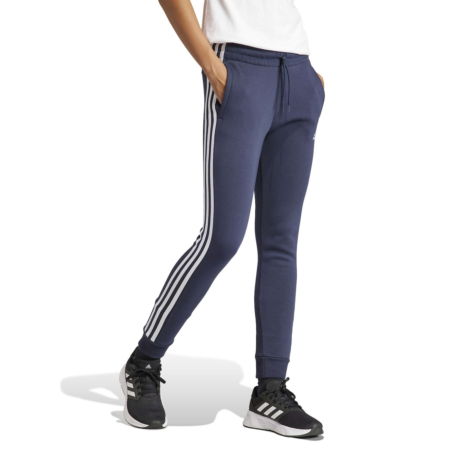 Women's adidas Sportswear Essentials 3-Stripes Fleece Pants Color: Pastel Pink Size: X SMALL