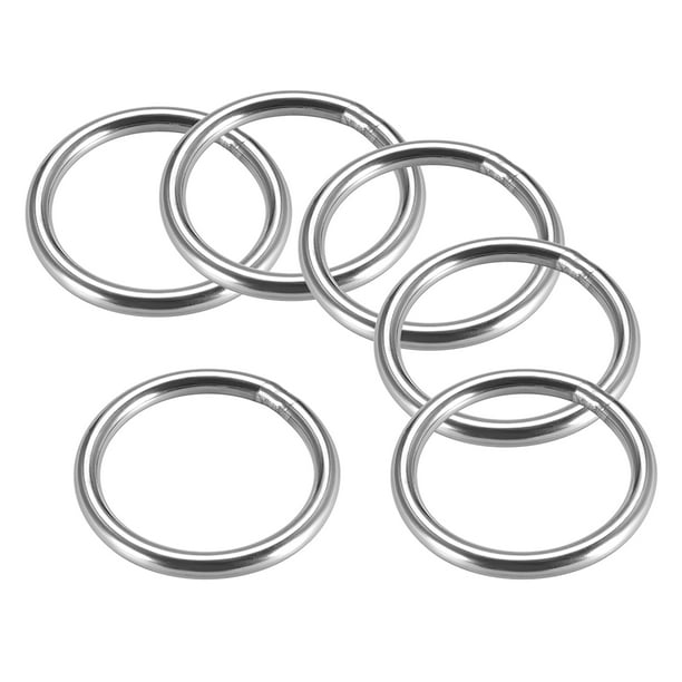 Anillo O soldado de 1.57'' x 0.16'' Uxcell, anillos redondos de acero inoxidable 201 tono plateado 6 piezas