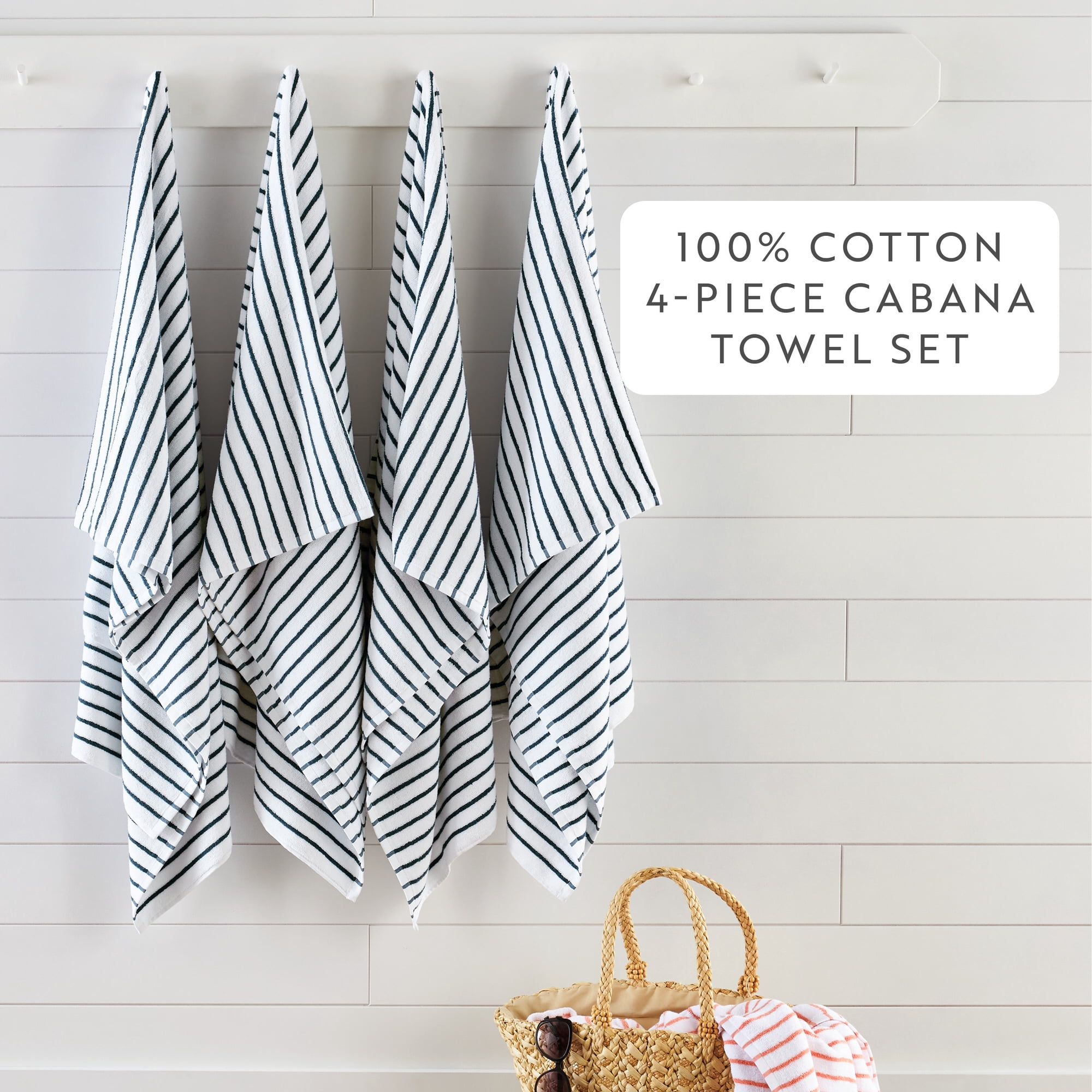 Comfort Canopy - Cabana Stripe Beach Pool Towels - Oversized 100% Ring Spun Cotton, Ultra Soft, Plush and Highly Absorbent, 35 x 65
