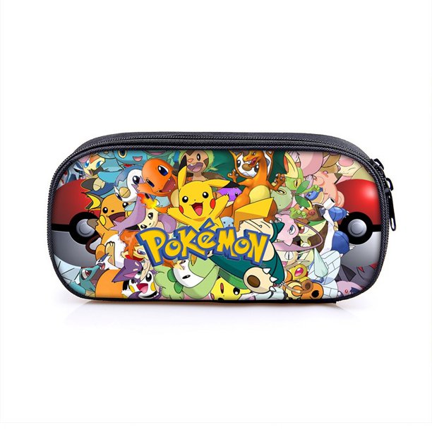 Pokemon Pikachu Estuche Negro Para Lápices , Bolsa Para Bolígrafos Material Escolar Lindo Bolso De Almacenamiento De Personajes De Dibujos Animados Niño De Juguete