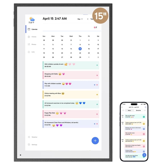 Calendario digital Dragon Touch de 15,6" con pantalla táctil Full HD