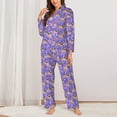 thumbnail image 2 of Daiia Pugs and Flowers for Women's Long-Sleeved Pajama Set – Soft & Comfortable Sleepwear Button-Up Pajamas Cozy Lounge Wear-Large, 2 of 7