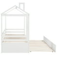 thumbnail image 6 of House Bed with Trundle, Twin Size Wood Bunk Bed Daybed with Window and Roof, Playhouse Daybed Frame for Kids Teen Adults, Can be Decorated for Girls and Boys, No Box Spring Needed, White, 6 of 8