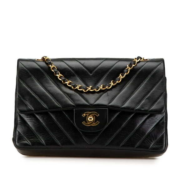 Pre-Owned Authenticated Chanel Shoulder Bag Lambskin Leather Black Women (Good)