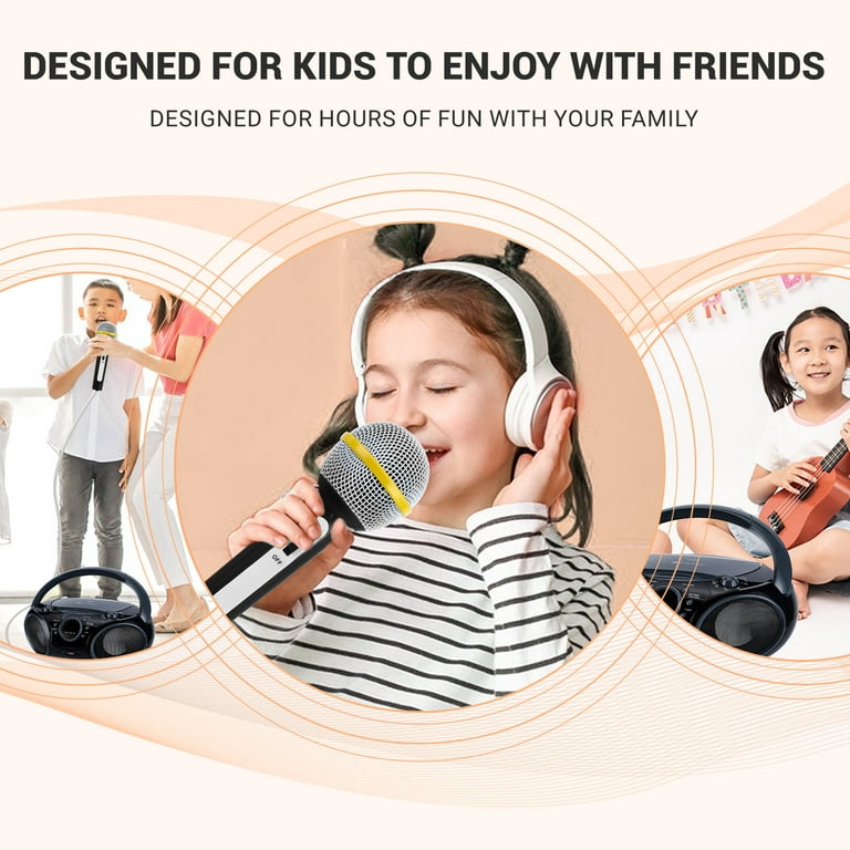 SingingWood NP030AB-CV Portable Karaoke System, Portable CD Player Boombox  with Wireless for Home AM FM Stereo Radio, Headphone Jack, Portable Karaoke