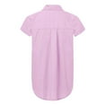 thumbnail image 4 of Outfmvch Linen Shirts for Women，Lightweight Tops & Blouses，Short Sleeve Shirts for Women，Blouses for Women Dressy Casual，Short Sleeve Blouse，Gauze Shirts for Women，Blouses for Women， Light Pink，2XL, 4 of 6