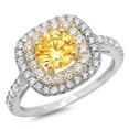 thumbnail image 2 of 1.615 ct Round Cut Natural Citrine Halo Engagement Ring for Women in 18K White/Yellow Gold, 2 of 2