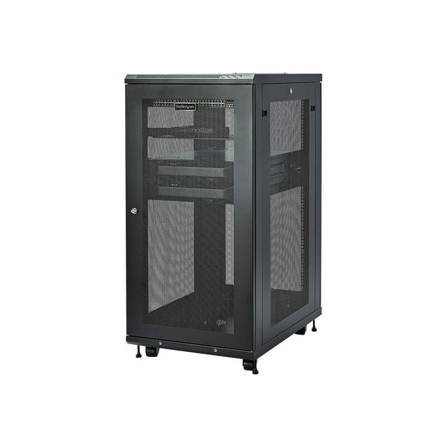 StarTech.com 19" 24U Server Rack Cabinet - 4-Post Adjustable Depth 2 to 30" Network Equipment Rack Enclosure w/Casters/Cable Management/1U Shelf/Locking Doors and Side Panels (RK2433BKM)