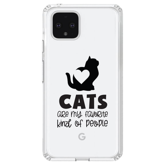 DistinctInk Clear Shockproof Hybrid Case for Google Pixel 4 (6.1" Screen) - TPU Bumper Acrylic Back Tempered Glass Screen Protector - Cats Are My Favorite Kind of People