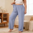 thumbnail image 2 of Ozmmyan Womens Plus Size Wide Leg Sweatpants Solid Color Ultra-Thin Sweat Pants High Elastic Waist Cotton Lounge Pants Yoga Sleepwear Casual Home Trousers for Spring Summer, 2 of 4