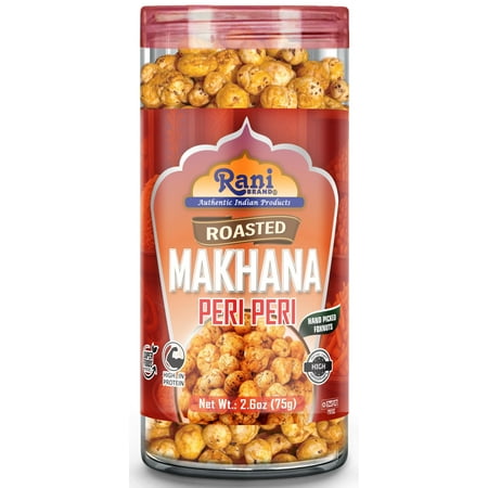 Rani Roasted Makhana (Fox Nut/Popped Lotus Seed) Peri Peri Flavor 2.6oz (75g) Ready to eat, Hand Picked Foxnuts ~ High in Protein | Vegan | Gluten Friendly | NON-GMO | Kosher | Indian Origin