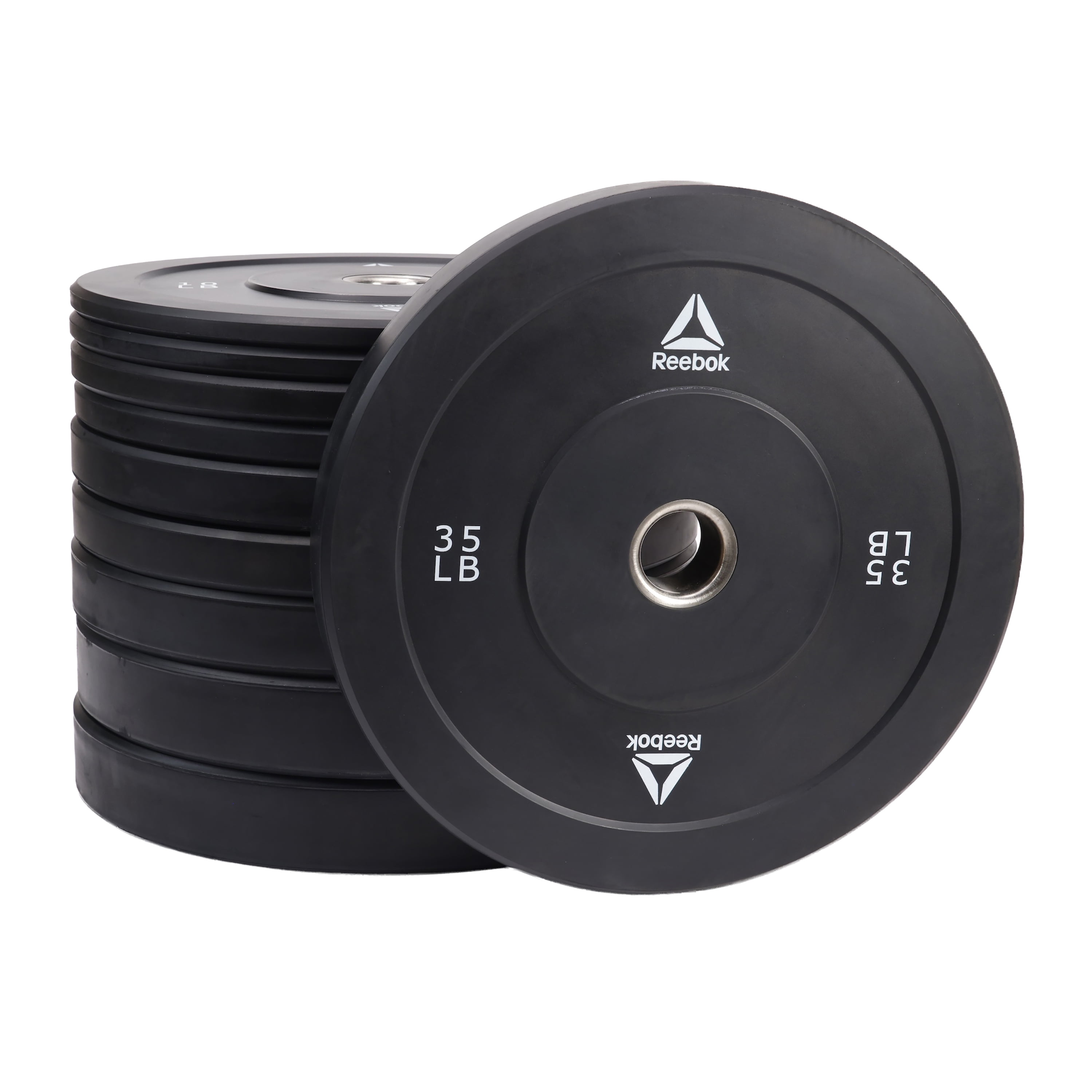 Reebok 35lb Olympic Rubber Bumper Plate – Low-Bounce Plates for Strength Training