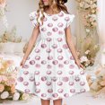 thumbnail image 2 of THDHVS Kids Dress,Short Sleeve Dress with Double Ruffle Sleeves for Girls Summer Casual Wear and Special Day Party,Dresses for Girls Pink, 2 of 9