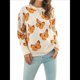 thumbnail image 1 of Suéteres de Punto con Estampado de Mariposas para Mujer, Informales, de Larga y Cuello Redondo Albaricoque L, 1 of 10