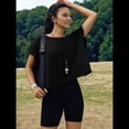 thumbnail image 4 of Camisetas de Entrenamiento de Corta para Mujer, Blusas con Espalda Abierta, Informales, para Yoga, Atléticas, Gimnasio, Holgadas, para Correr Negro S, 4 of 8