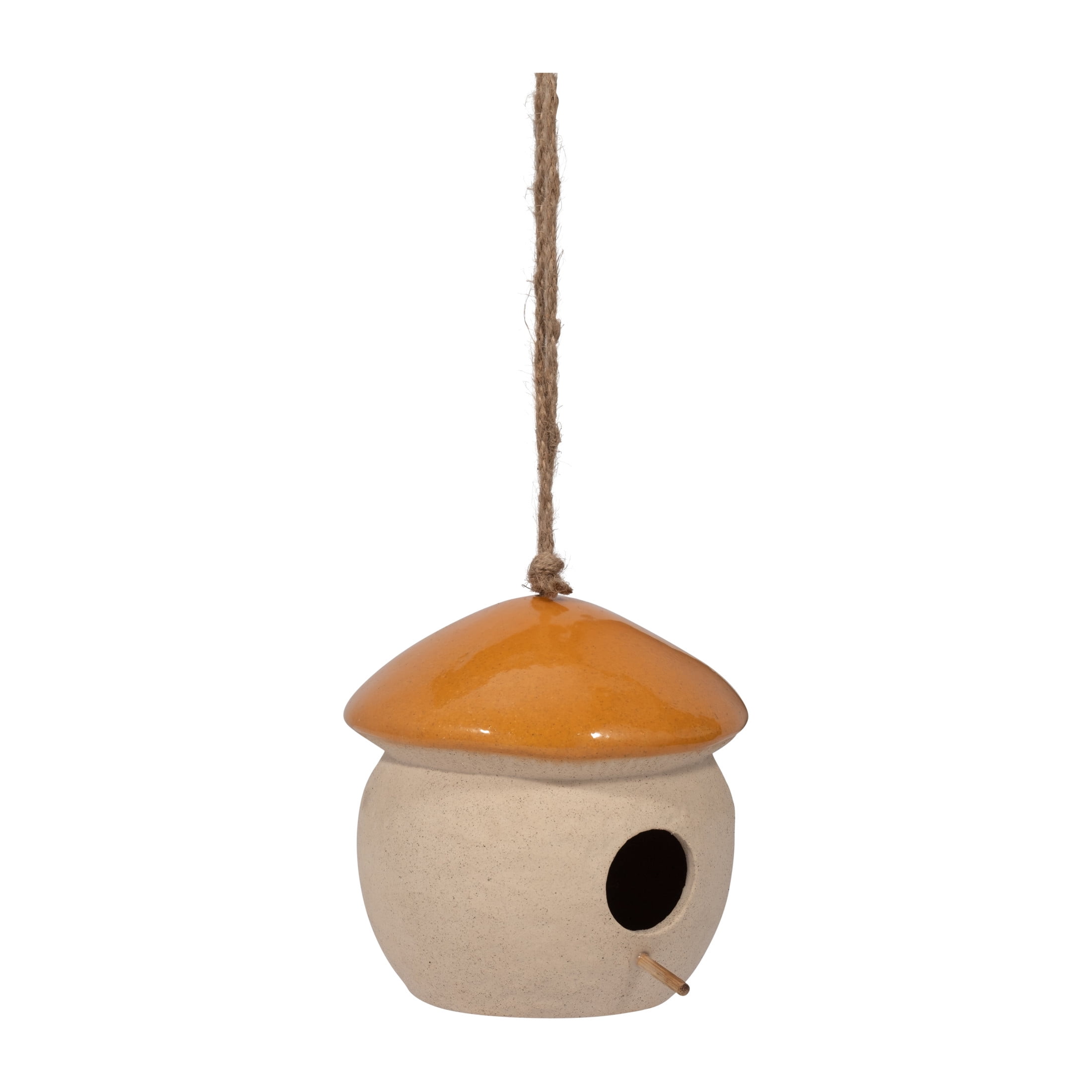 Decorative Bird House Feeder for Outdoors - Round Hanging Bird Feeder for Windows, Yard, and Garden Display - Charming Bird Houses for Outside Patio, Backyard, and Tree Decoration - 6", Orange