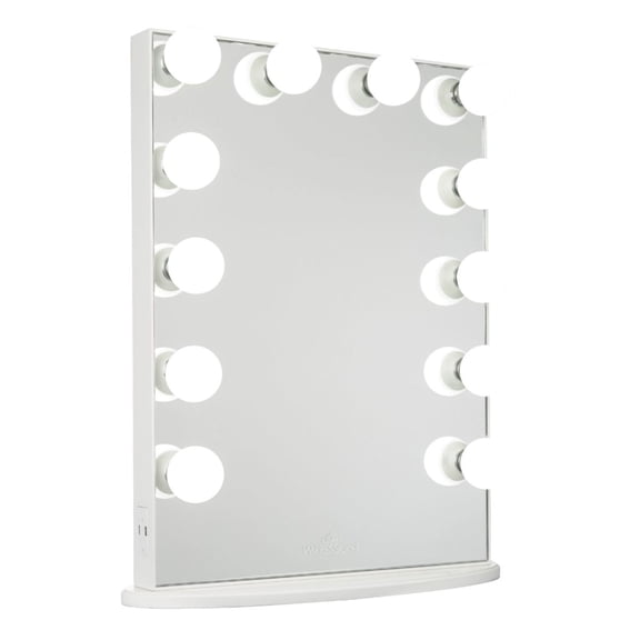 Impressions Vanity Makeup Mirror, Hollywood Glow XL Lighted with 12 Dimmable Frosted Bulbs for Bedroom (Glossy White)