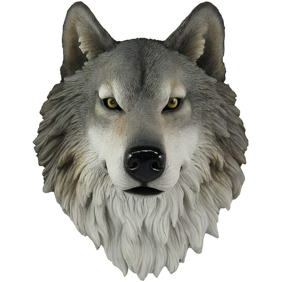DWK Nanook Gray Wolf Head Mount Wall Statue Bust 14.5 inches High