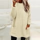 thumbnail image 1 of Pntutb Blusa de manga larga cálida con bolsillo sólido suelto para otoño e invierno con cuello redondo para mujer Pntutb Pntutb-6949, 1 of 7