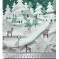 thumbnail image 2 of Soimoi Satin Silk Fabric Cedar Tree & Snowflake Panel Print Fabric by The Yard 42 Inch Wide, 2 of 3