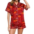 thumbnail image 5 of Enjoytime Christmas Womens Pajama Set Print Notch Collar Short Sleeve Shirts Shorts 2 Piece Loungewear Sets Casual Button Down Sleepwear, 5 of 7