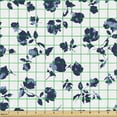 thumbnail image 2 of Ambesonne Floral Fabric by the Yard Upholstery, Charming Flowers Art, 2 Yards, Dark Blue Pale Blue, 2 of 5