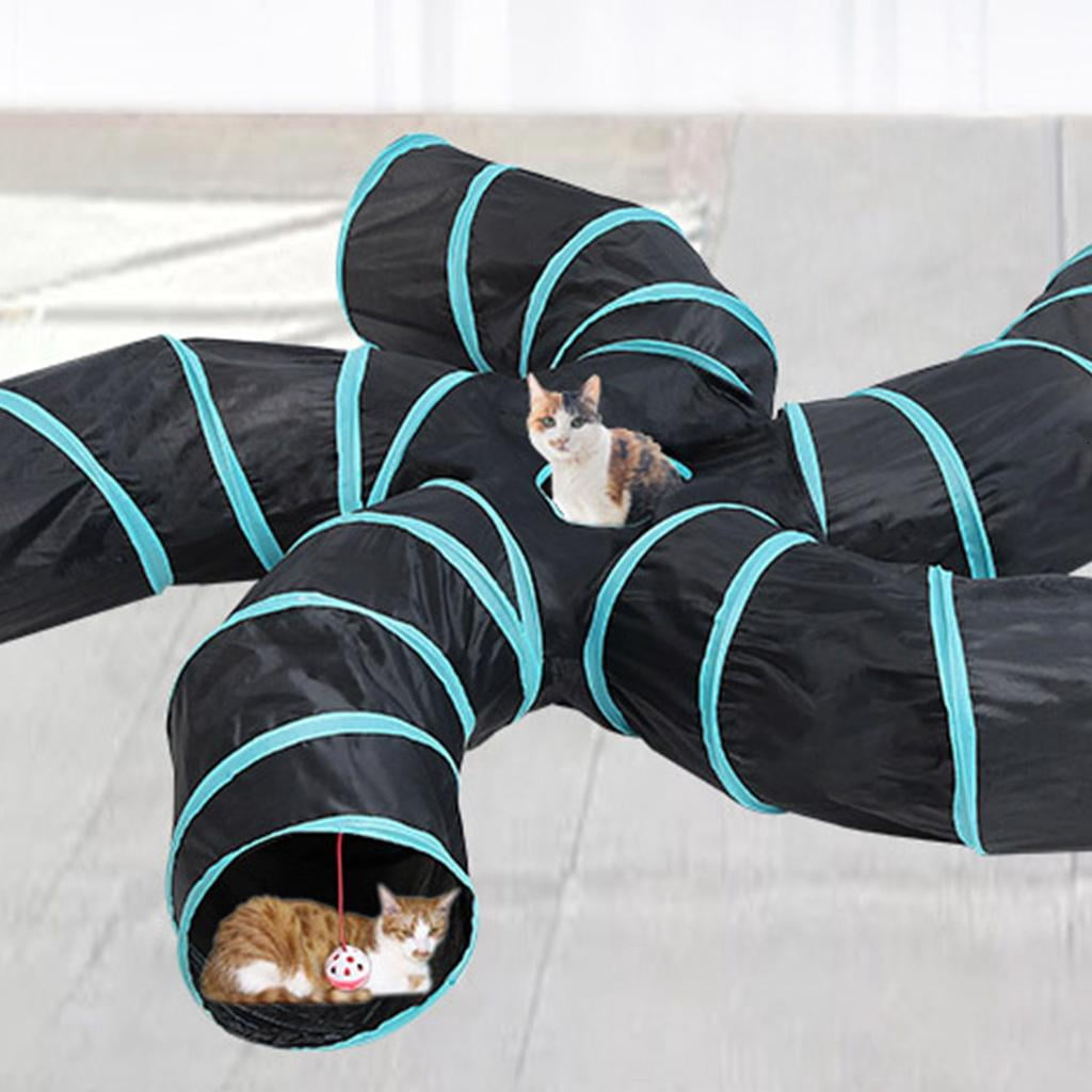 Collapsible Tunnel Tube Pet Toys 5-Way Cats for Play Tunnel Large Durable Hideaway for Ferret Rat Sugar Glider Rabbit