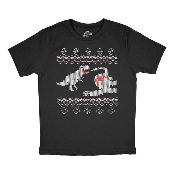Youth Funny T Shirts Dinosaur Snack Sarcastic Ugly Christmas Graphic Novelty Tee For Kids
