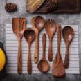 thumbnail image 3 of Juego de 7 sartenes antiadherentes de madera para cocina, 100 % teca natural, incluye espátula, cucharas, espátula para freír y tenedor para ensalada., 3 of 8