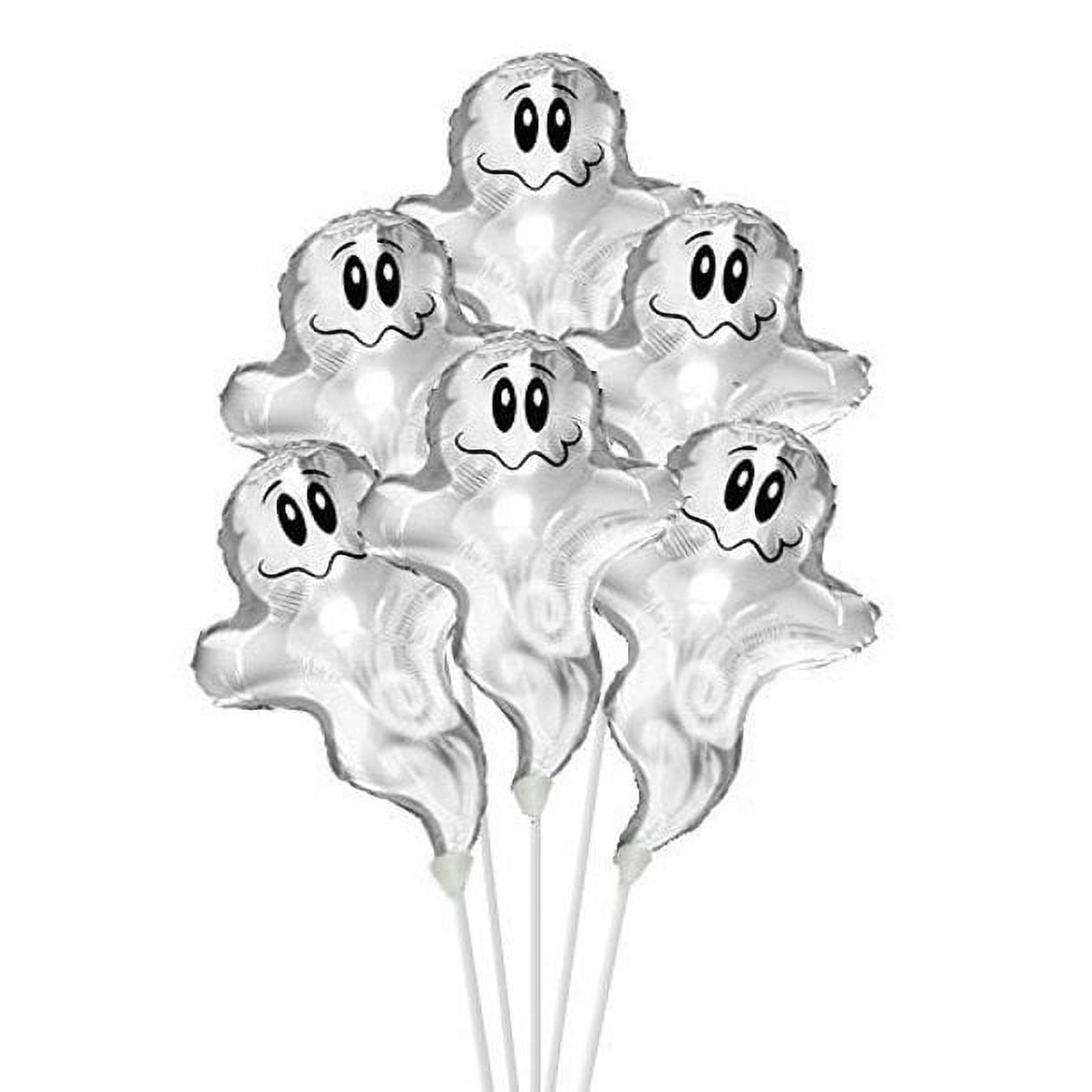 PMU Halloween Balloons Flying Ghost 11 Inch Pre-Inflated with Stick Pkg/12