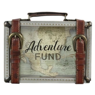 Mainstays Wood Bank - Vintage Suitcase Design - World Map Print
