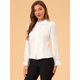 thumbnail image 2 of Camisa con cuello Peter Pan Allegra K para mujer elegante con paneles en contraste blanco S, 2 of 6
