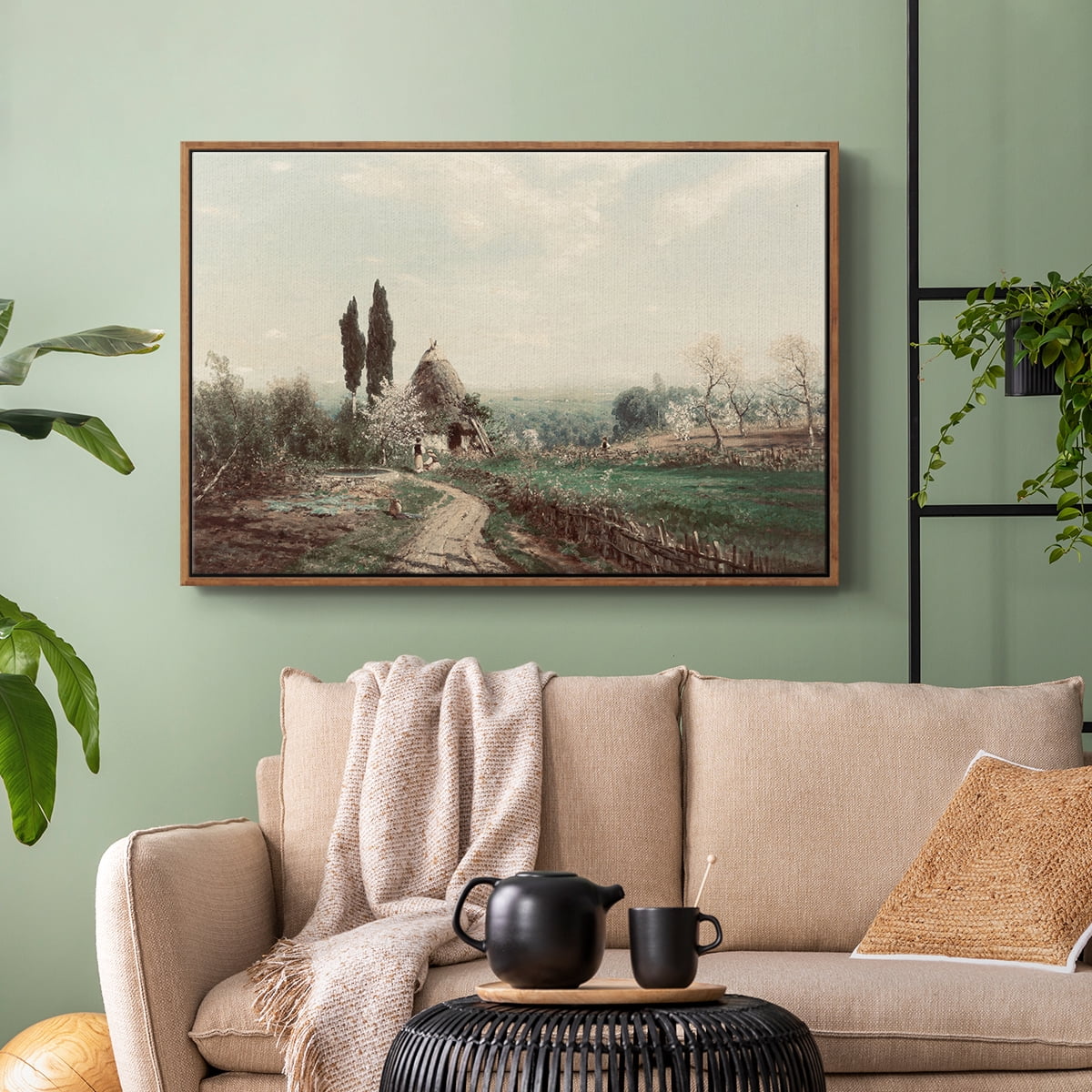 Vintage Landscape-CD By Wexford Home Framed in Walnut Wood Gallery Wrapped Canvas 17 in. x 25 in.