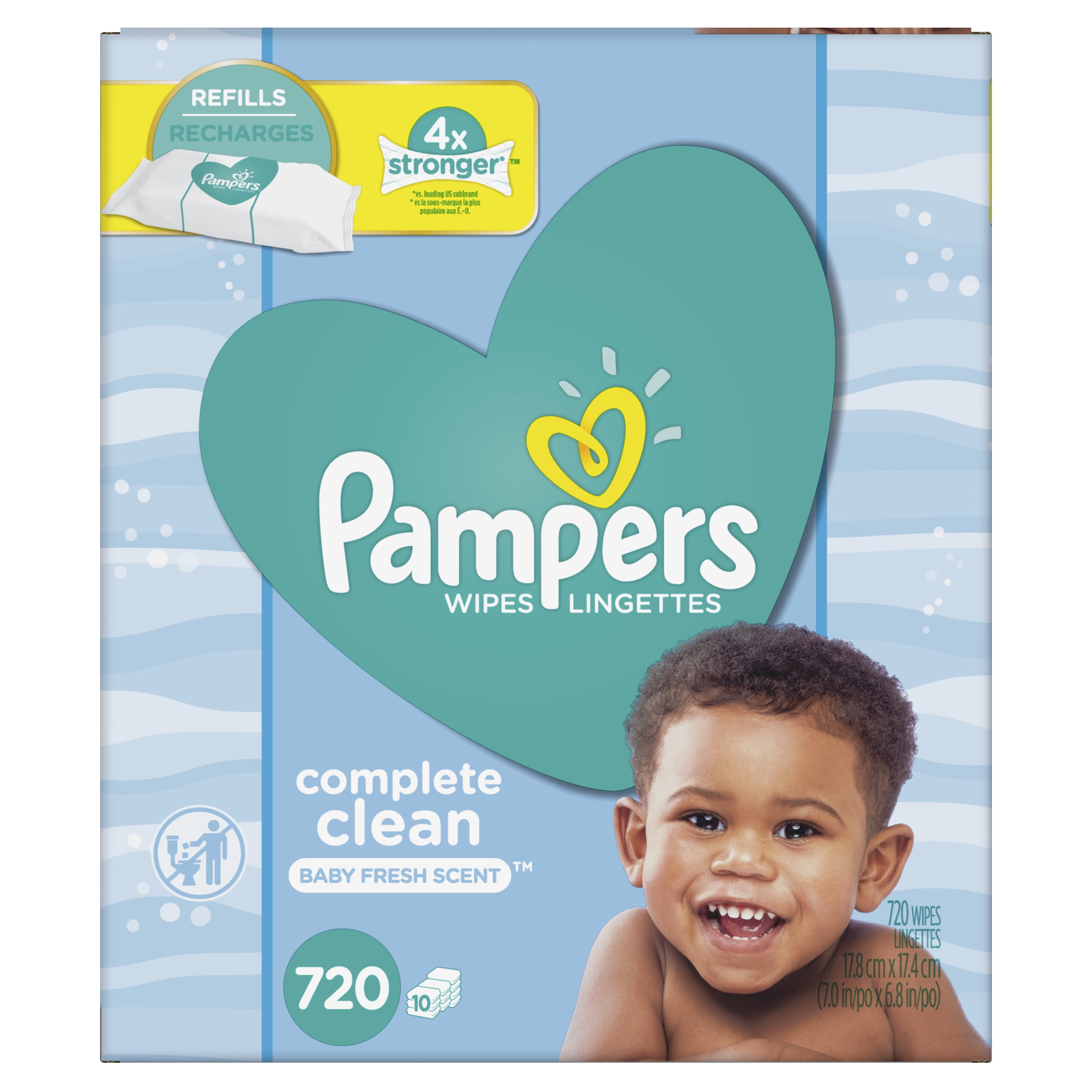 Pampers Baby Wipes, Complete Clean Scented, 10 Refill Packs, 720