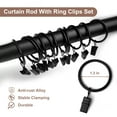 thumbnail image 6 of MaKefeile Wall Mount Single Black Curtains Rods with Curtain Rings Clips Set, 48-144 in, 6 of 6