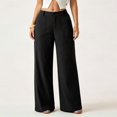 thumbnail image 2 of Morttic Women's Solid Color Loose Wide Leg Pants –  High Waist Casual Trousers with Pockets for Office & Everyday Black，S, 2 of 3
