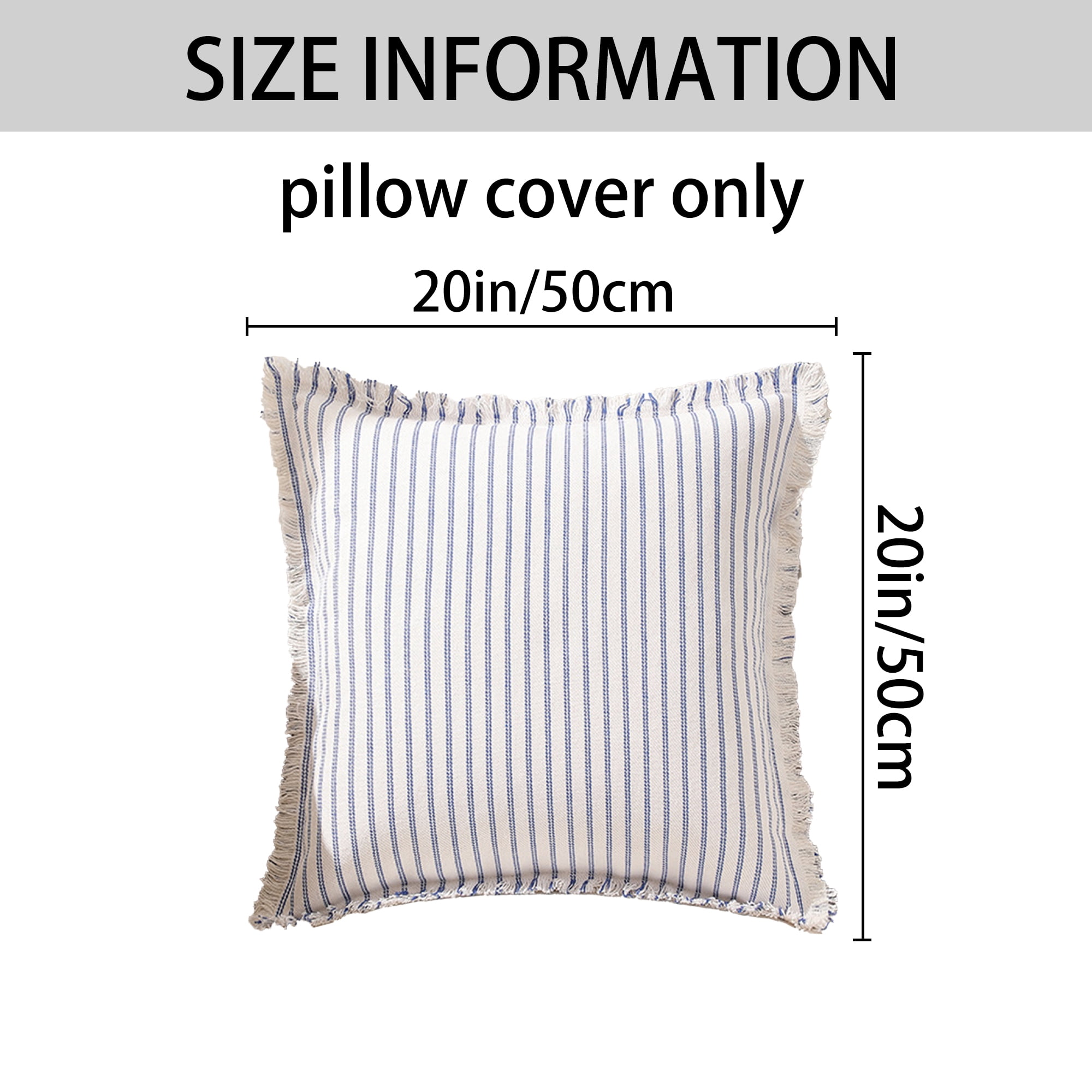 Unique Bargains 2 Pcs Classical Striped Throw Pillow Cover Blue 20 x 20 Inch