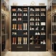 thumbnail image 3 of Tribesigns 9-Tier Shoe Storage Cabinet, 71-Inch Tall Wooden Shoe Rack, Freestanding Shoes Storage Cabinet with 24 Cubbies and Drawer for Closet, Entryway, Living Room, Black (2), 3 of 5
