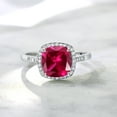 thumbnail image 5 of Gem Stone King 10K White Gold Red Created Ruby and White Diamond Women's Engagement Ring (2.75 Cttw, Cushion 8MM, Available in Size 5, 6, 7, 8, 9), 5 of 7