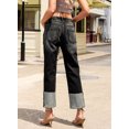 thumbnail image 6 of DOKOTOO Women's Ripped Casual Jeans Cuffed High Waisted Denim Pants Black Boyfriend Jeans, 6 of 9