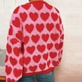 thumbnail image 7 of Womens Valentines Day Sweater Fuzzy Cute Heart Sweaters Long Sleeve Crewneck Casual Knit Pullover Top Red, M, 7 of 7