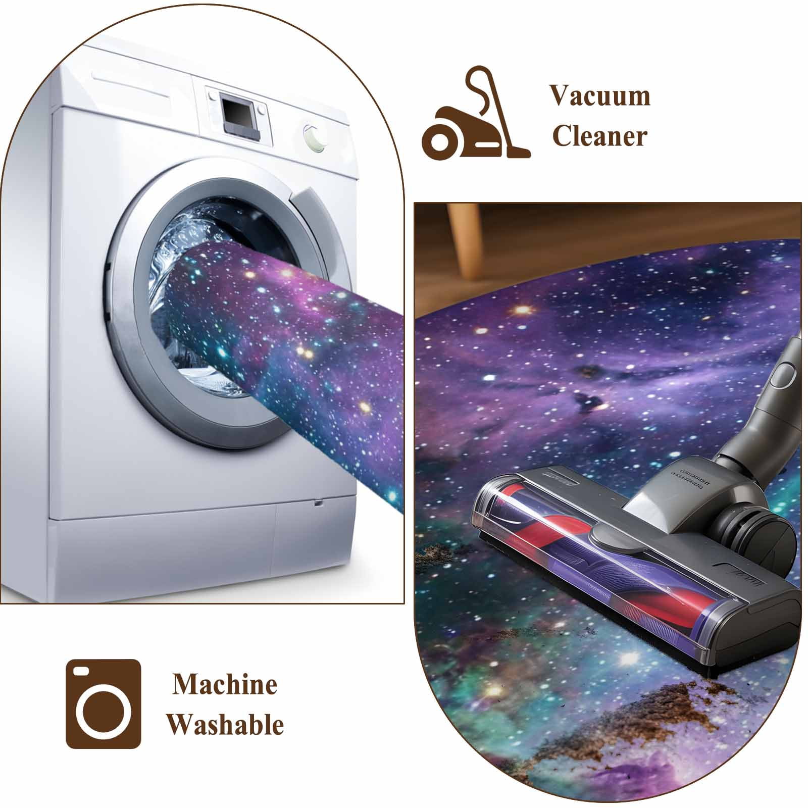 Large Area Rugs for Living Room Bedroom, Purple Ombre Starry Night 6'x9' Rug Washable Carpet Runner Indoor Outdoor, Modern Abstract Art Non Slip Floor Mats Rug for Kitchen, Playroom
