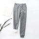 thumbnail image 2 of Gibobby Pantalones para mujer para el frío Pantalones informales con bolsillo y cinturón largo de felpa cálidos con estampado de informales de invierno para mujer(Gris,XG), 2 of 3