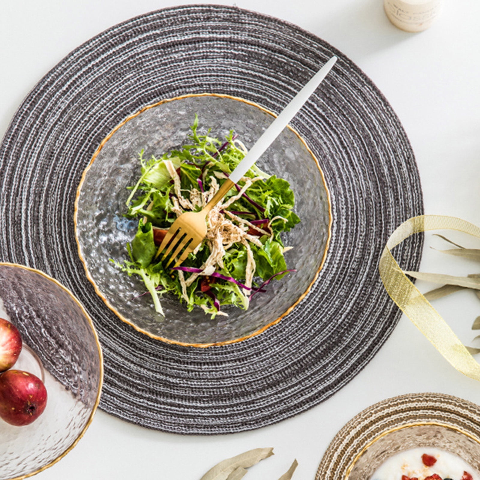 Round Placemats Set of 10, 12-in Washable Woven Placemats for Kitchen Dining Table, Table Placemats