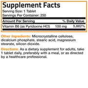 Bronson Vitamin B6 100 mg Premium Vitamin B6 – Promotes Protein Metabolism, Cardiovascular System & Immune Function, 250 Tablets